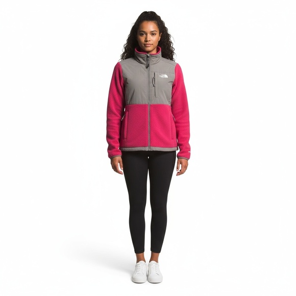 The North Face Womens Small Pink Grey Denali Fleece Full-Zip Jacket Winter - Picture 1 of 6
